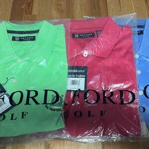 NWT Set of 3 Oxford Brand Men's 100% Cotton Knit Golf Shirts Size Large Logo